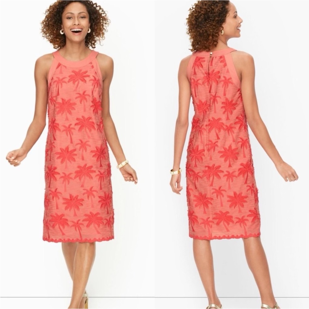 Talbots embroidered palm tree shift dress Size 8